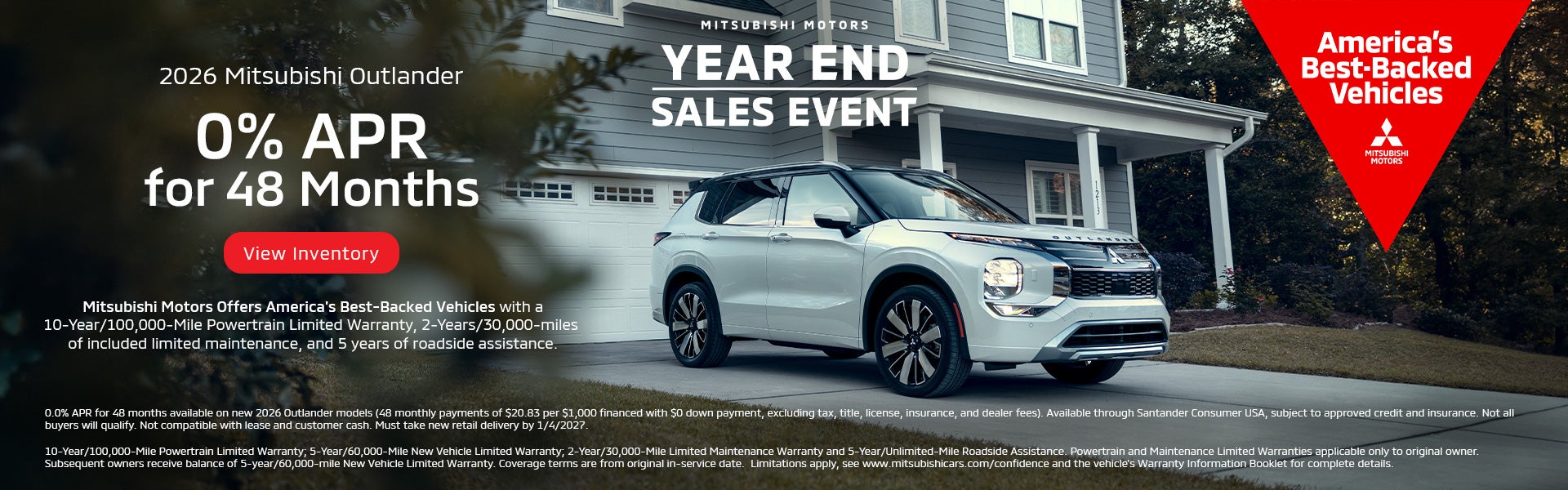 2026 Outlander 0% APR for 48 months